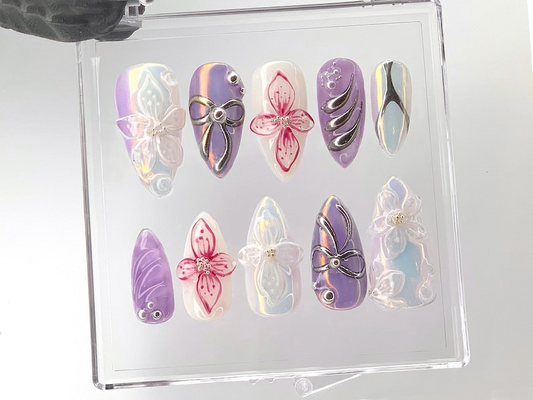 Botanical ブリス ネイルチップ|フラワー Elegance ネイルチップ|Garden 洗練された ネイルチップ|Blooming Beauty ネイルアート|フラワー Power|HB535YL