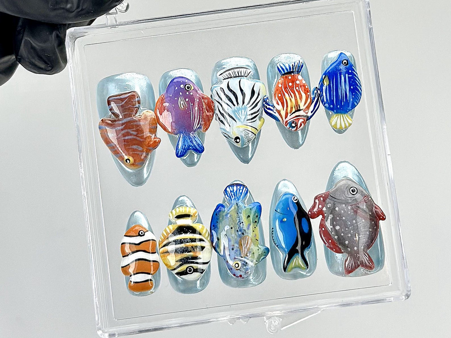 Tropical Aquarium ネイルチップ｜3D Fish Aquarium ネイルチップ｜Ocean Fish ネイルアート｜Marine Life ネイルチップ｜Kawaii ネイル｜ユニーク｜HA875YK