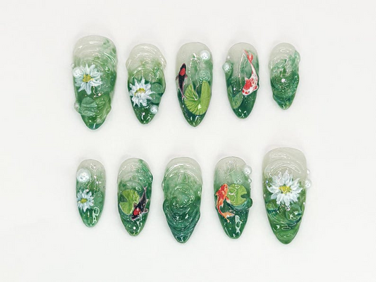 ナチュラル Muse Nail Bundle|3 ナチュラル・風 Press On ネイルセットs|Leaf, バタフライ & フラワー Art|Reusable Nail キット|DB103L