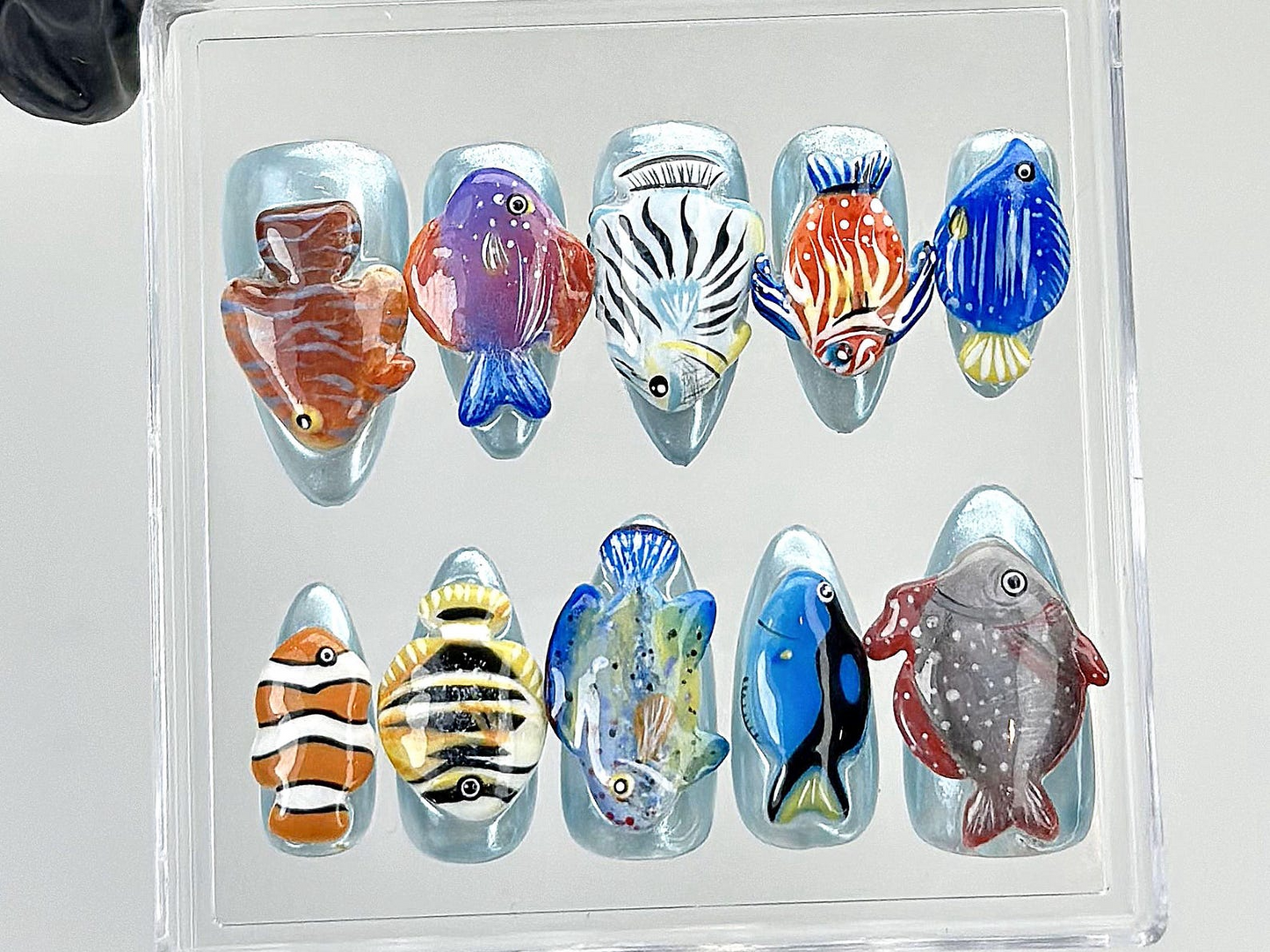 Tropical Aquarium ネイルチップ｜3D Fish Aquarium ネイルチップ｜Ocean Fish ネイルアート｜Marine Life ネイルチップ｜Kawaii ネイル｜ユニーク｜HA875YK