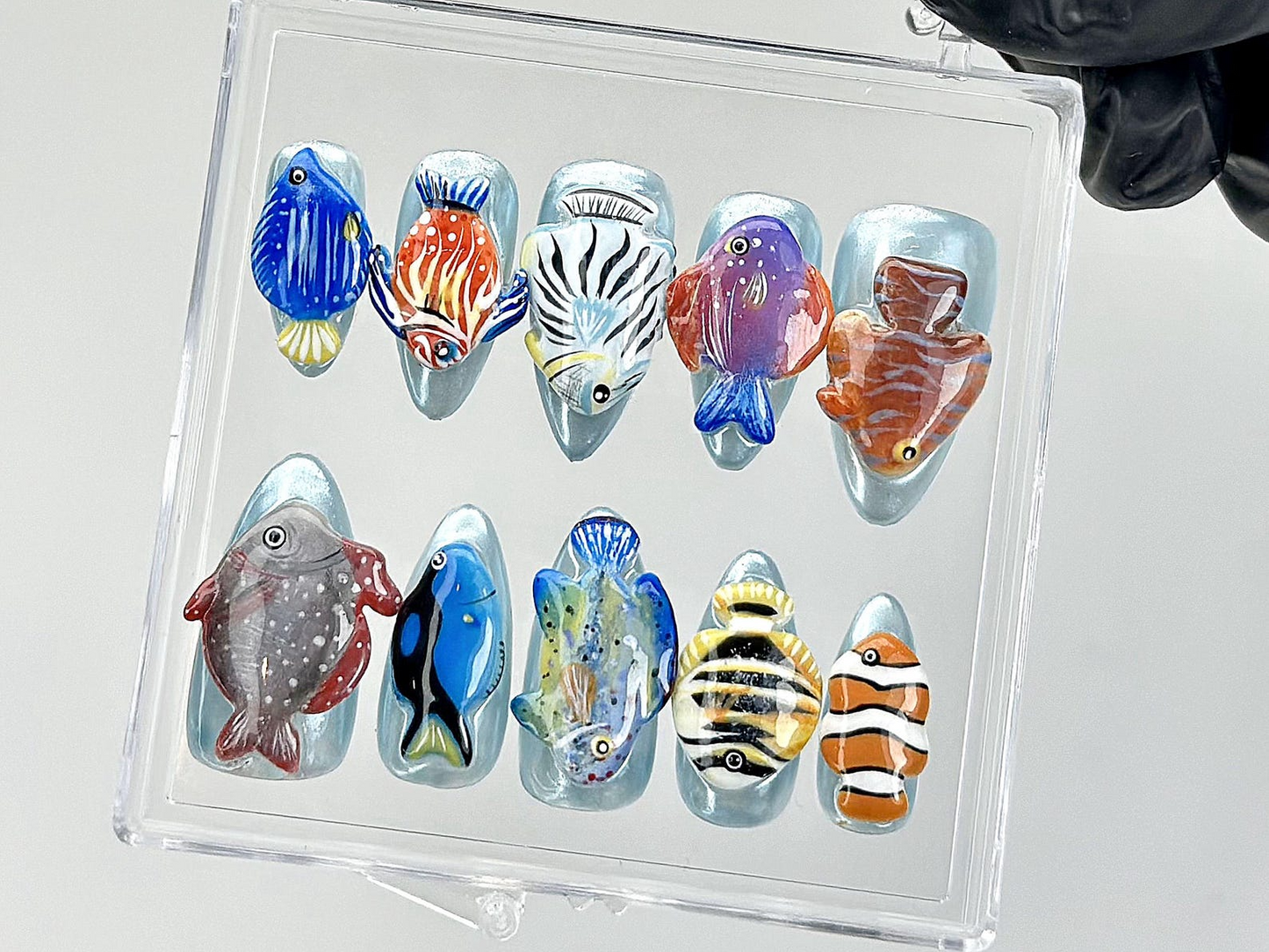 Tropical Aquarium ネイルチップ｜3D Fish Aquarium ネイルチップ｜Ocean Fish ネイルアート｜Marine Life ネイルチップ｜Kawaii ネイル｜ユニーク｜HA875YK