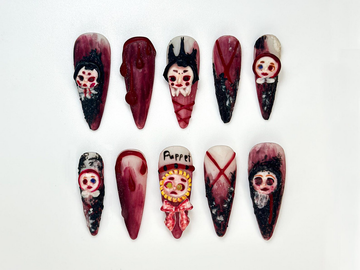 Combo Spooky ハロウィン ネイルチップ｜3D Haunted House ネイルアート｜パンプキン, ゴースト & Skull ネイル｜ハンドメイド Creepy かわいい ネイルセット