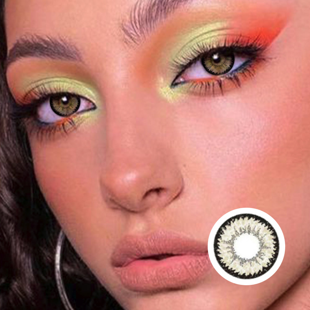 Big Water Condensation Senna Brown Green | Moxielens Botanical Haze Colored Contacts