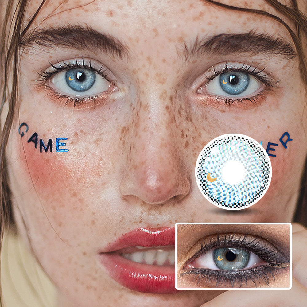 Star And Moon Night Sky | Moxielens Ocean Mist Colored Contacts