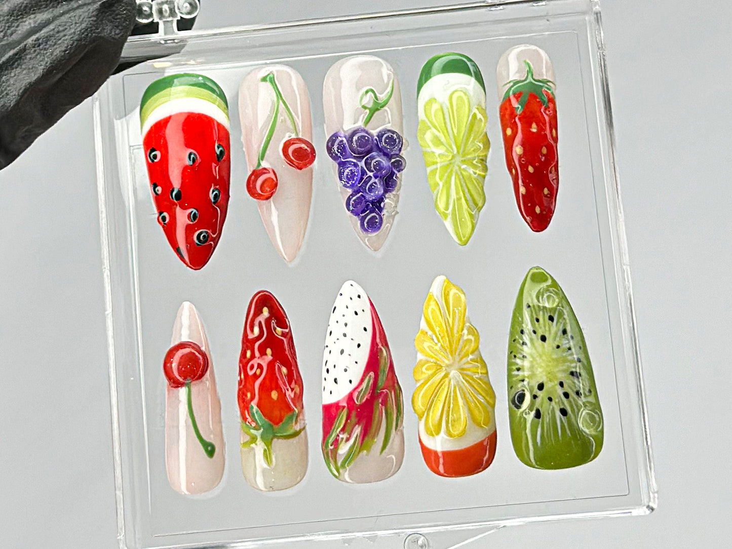 Colorful Fruit ネイルチップ｜夏 ホリデー ネイルチップ｜鮮やか Fruit ネイルアート｜Tropical Fruit ネイルチップ｜ネイルチップ｜HD448TL