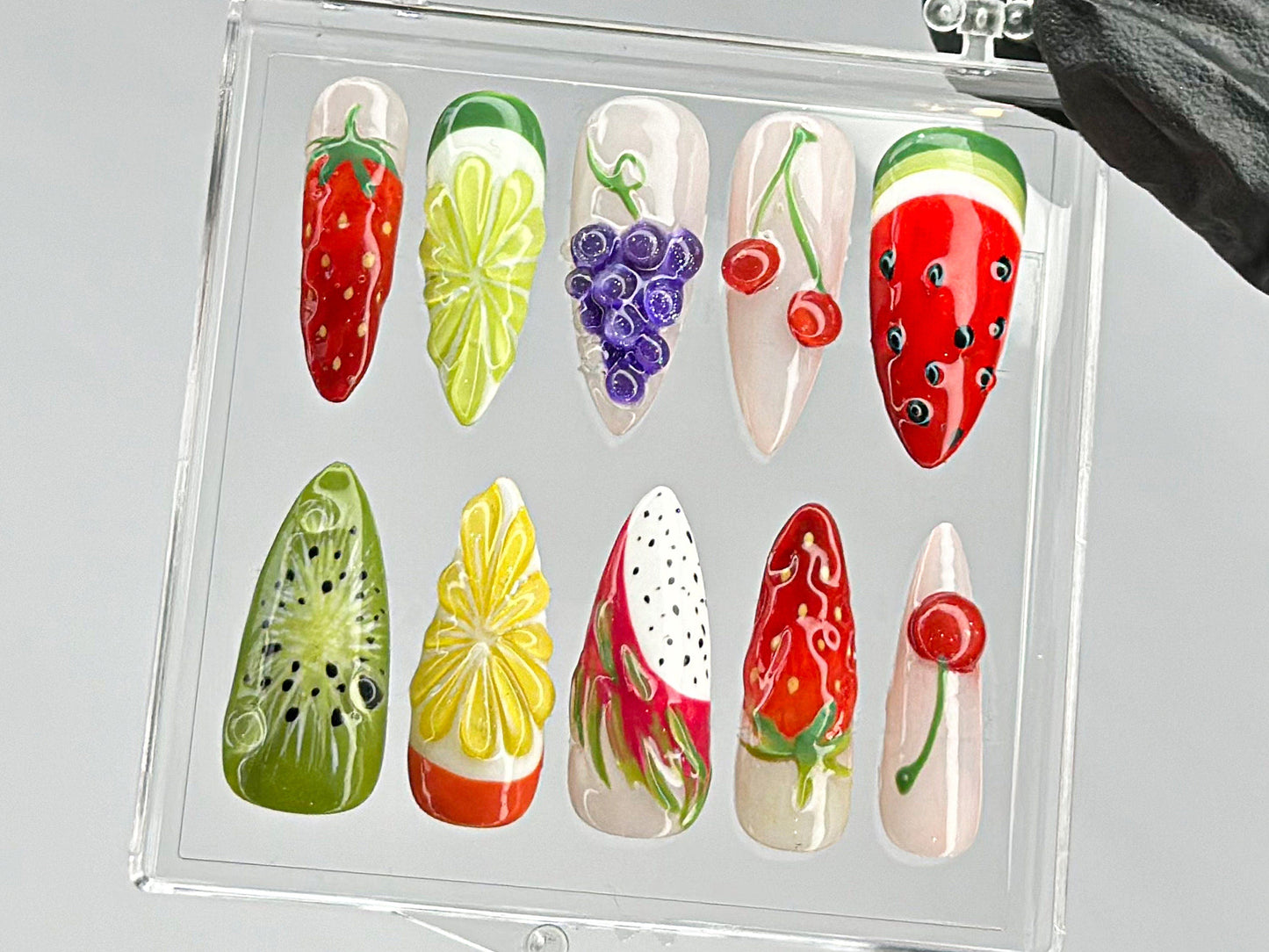 Colorful Fruit ネイルチップ｜夏 ホリデー ネイルチップ｜鮮やか Fruit ネイルアート｜Tropical Fruit ネイルチップ｜ネイルチップ｜HD448TL
